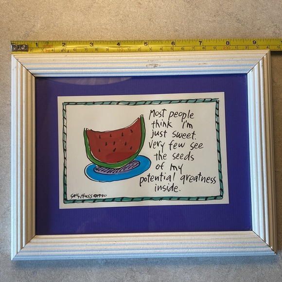 Sally Huss Vintage Framed Art 1990 Exc Cond - Picture 3 of 5